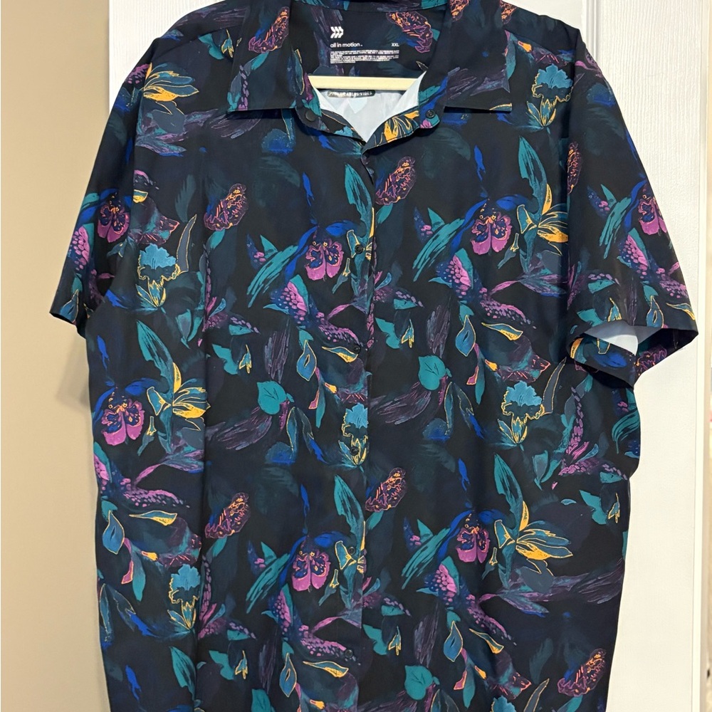 All in Motion Men's Dark Floral Button Down Shirt
